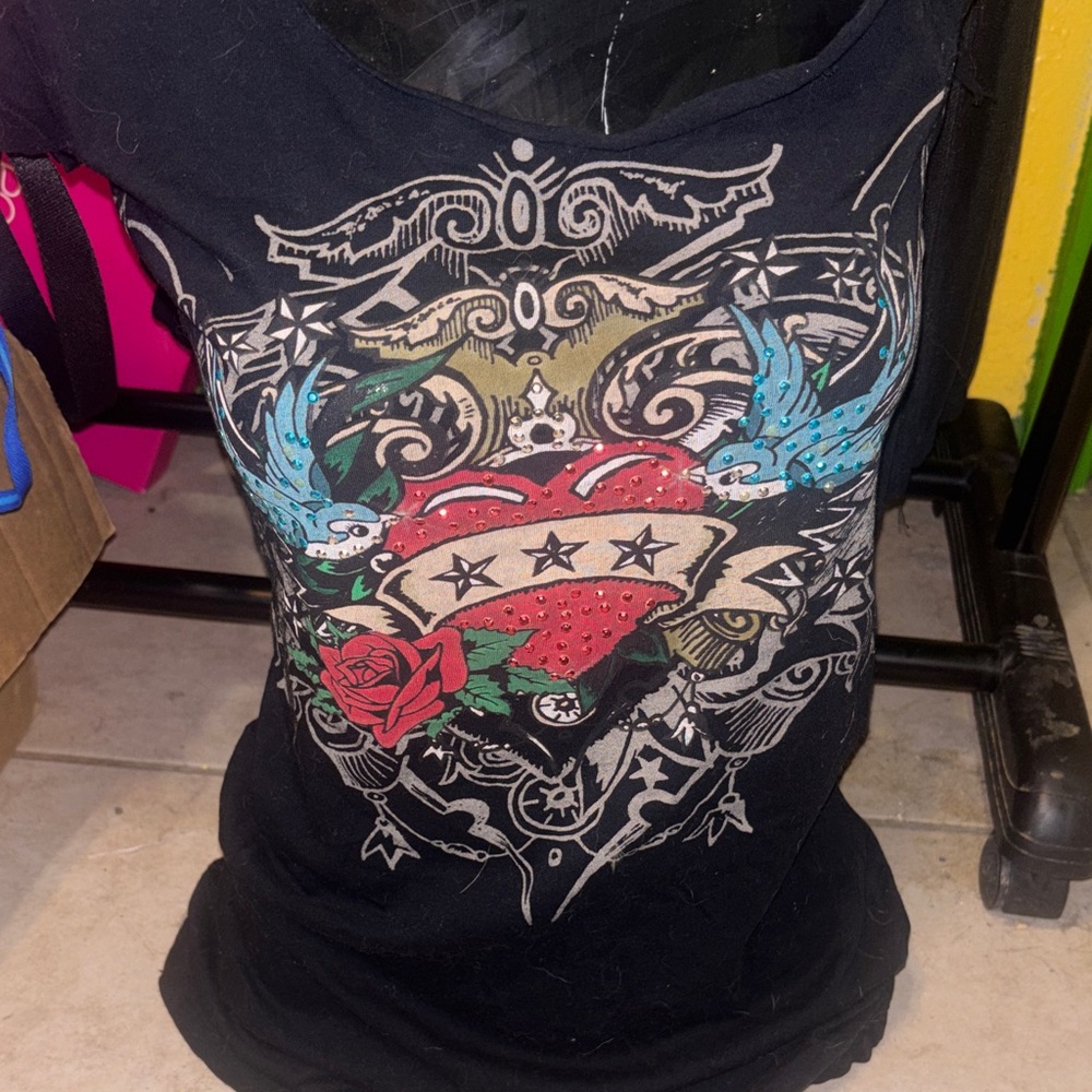 Vintage Edgy Graphic Black heart Top